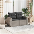 Bowery Hill Medium Modular PE Rattan And Powder-Coated Steel Garden Sofa in Gray