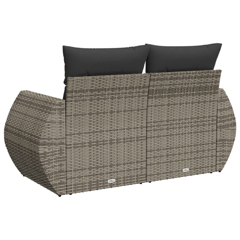 Bowery Hill Medium Modular PE Rattan And Powder-Coated Steel Garden Sofa in Gray