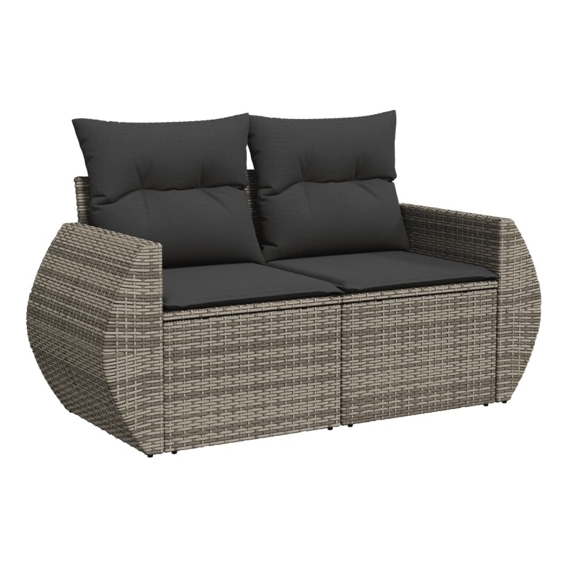 Bowery Hill Medium Modular PE Rattan And Powder-Coated Steel Garden Sofa in Gray