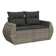 Bowery Hill Medium Modular PE Rattan And Powder-Coated Steel Garden Sofa in Gray