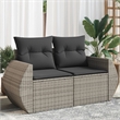 Bowery Hill Medium Modular PE Rattan And Powder-Coated Steel Garden Sofa in Gray