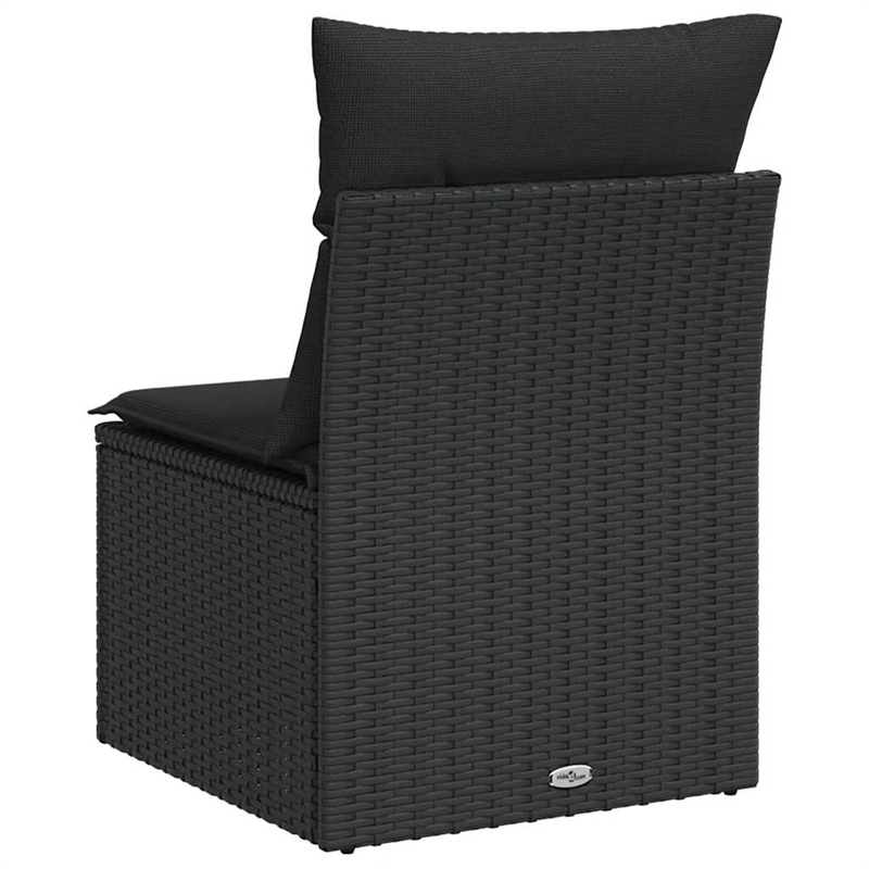 Bowery Hill PE Rattan Garden Sofa With Removable Covers in Black