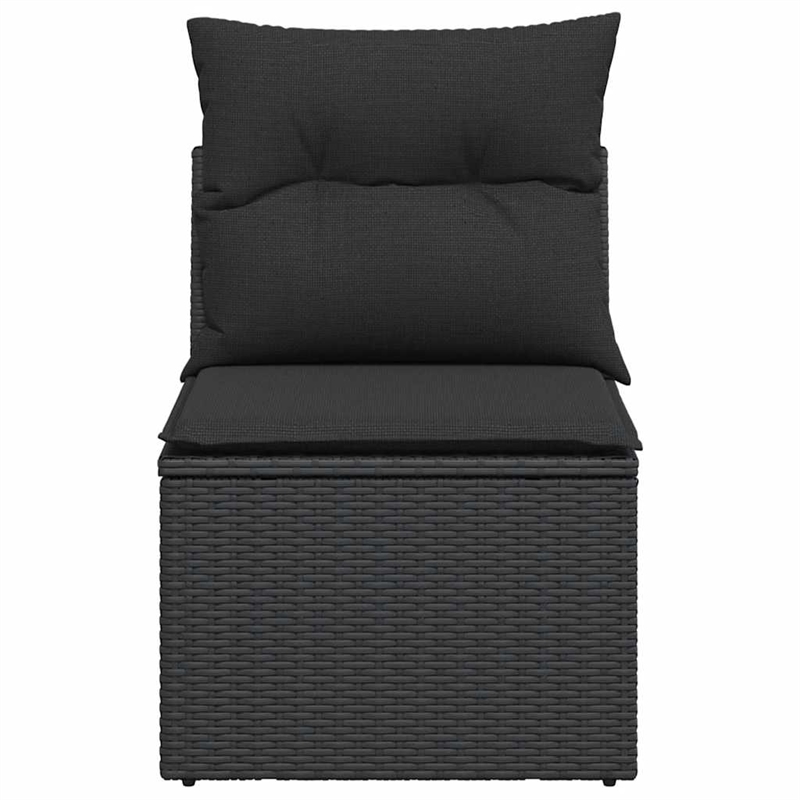 Bowery Hill PE Rattan Garden Sofa With Removable Covers in Black