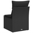 Bowery Hill PE Rattan Garden Sofa With Removable Covers in Black