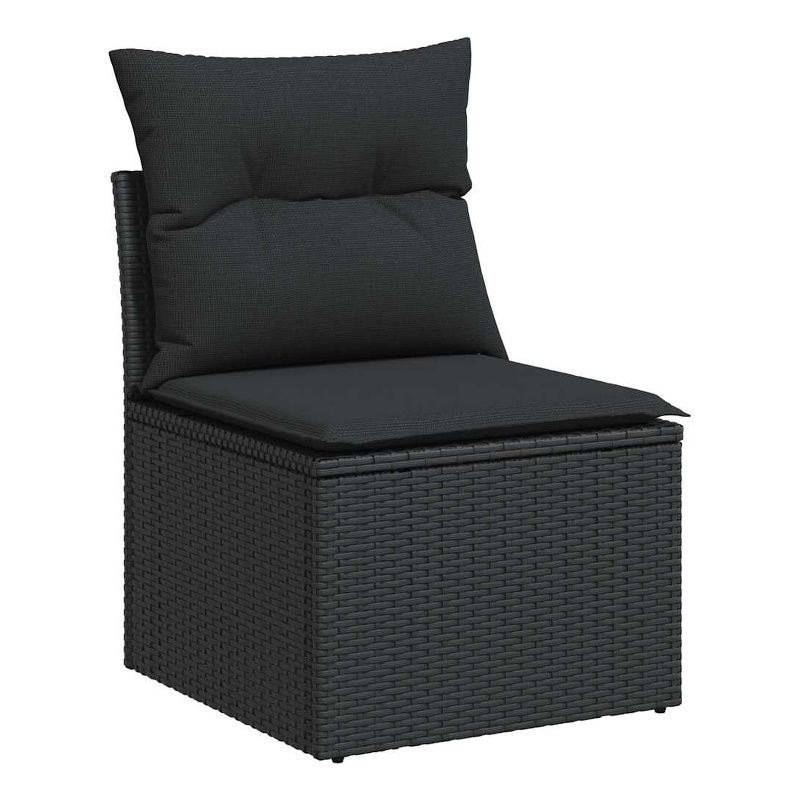 Bowery Hill PE Rattan Garden Sofa With Removable Covers in Black
