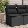 Bowery Hill PE Rattan Garden Sofa With Removable Covers in Black