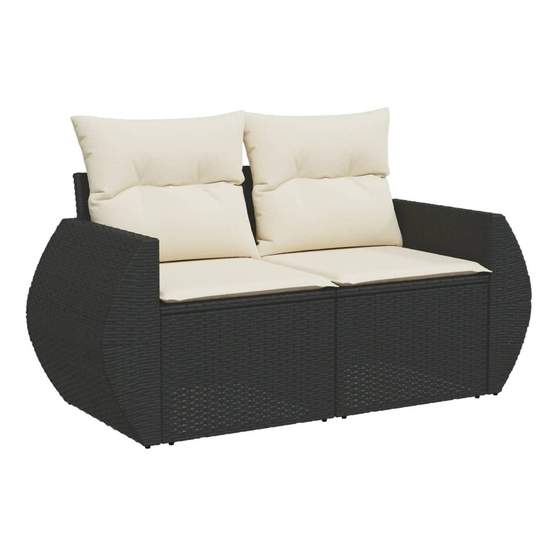 Bowery Hill Contemporary 2-Seater PE Rattan Modular Garden Sofa in Black