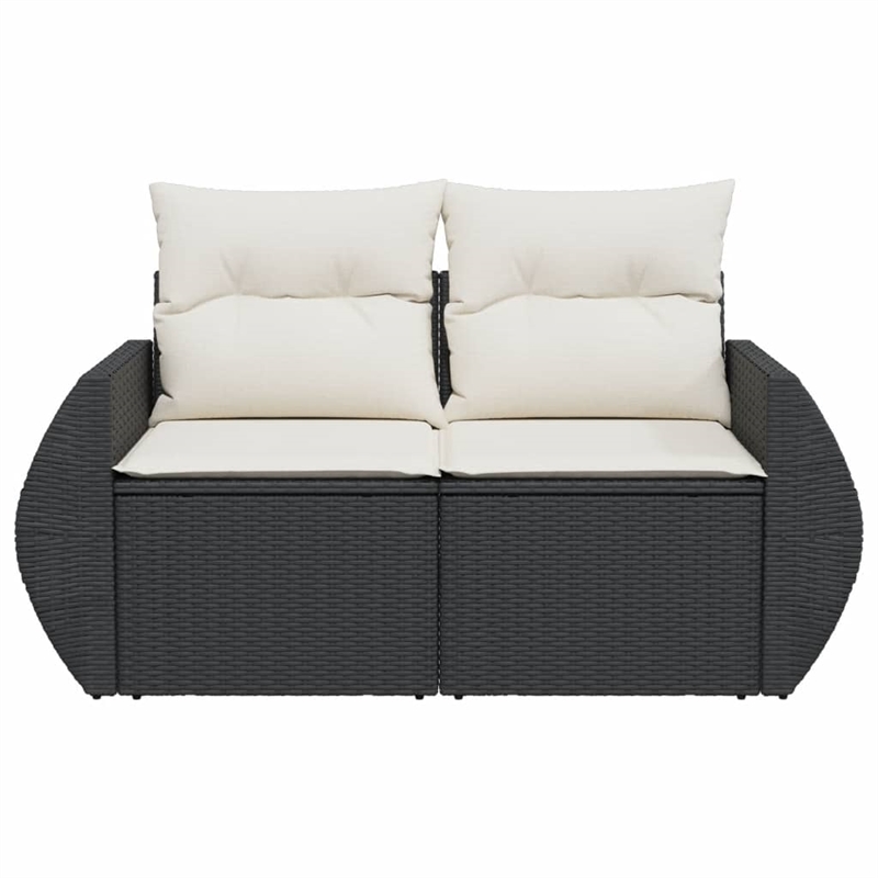 Bowery Hill Contemporary 2-Seater PE Rattan Modular Garden Sofa in Black