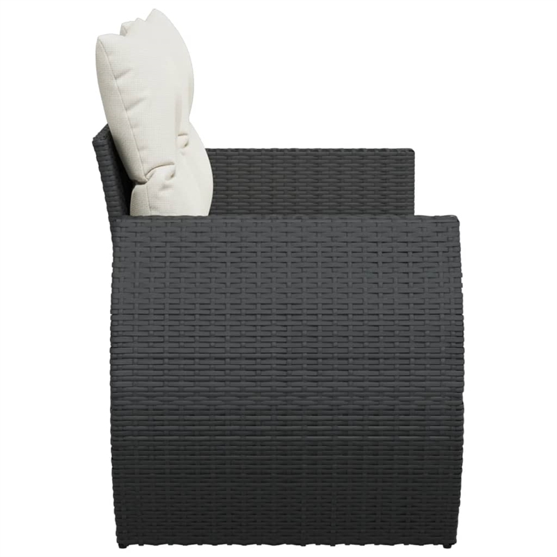 Bowery Hill Contemporary 2-Seater PE Rattan Modular Garden Sofa in Black