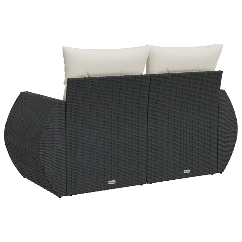 Bowery Hill Contemporary 2-Seater PE Rattan Modular Garden Sofa in Black
