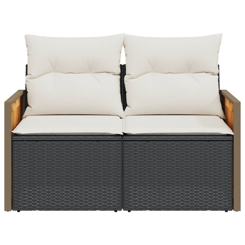 Bowery Hill Contemporary 2-Seater PE Rattan Modular Garden Sofa in Black
