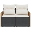 Bowery Hill Contemporary 2-Seater PE Rattan Modular Garden Sofa in Black