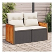 Bowery Hill Contemporary 2-Seater PE Rattan Modular Garden Sofa in Black
