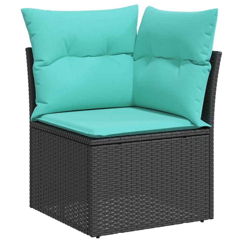 Bowery Hill Medium Modular PE Rattan Garden Sofa Square in Black