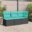 Bowery Hill Medium Modular PE Rattan Garden Sofa Square in Black
