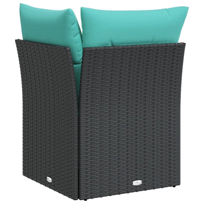 Bowery Hill Medium Modular PE Rattan Garden Sofa Square in Black