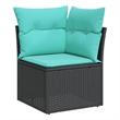 Bowery Hill Medium Modular PE Rattan Garden Sofa Square in Black