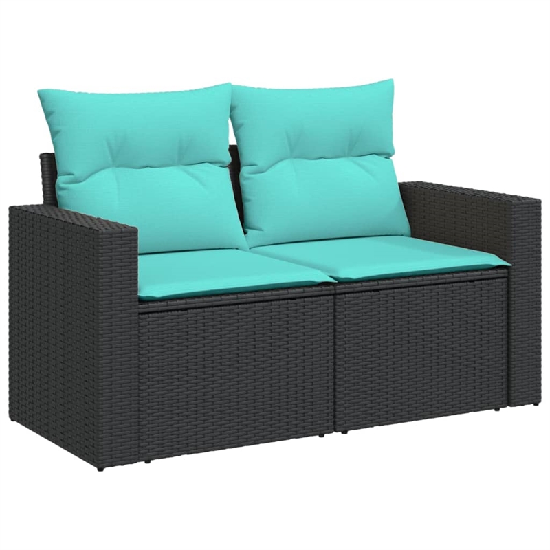 Bowery Hill Contemporary 2-Seater PE Rattan Modular Garden Sofa in Black
