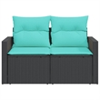Bowery Hill Contemporary 2-Seater PE Rattan Modular Garden Sofa in Black