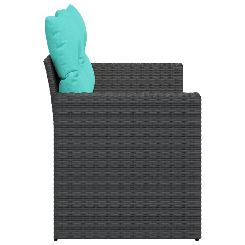 Bowery Hill Contemporary 2-Seater PE Rattan Modular Garden Sofa in Black