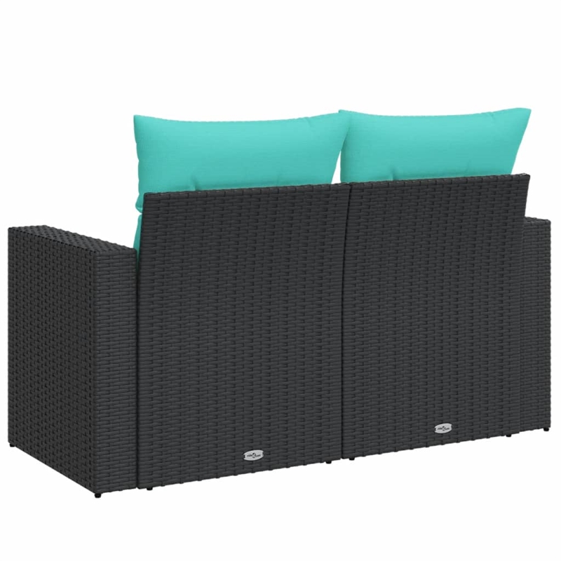 Bowery Hill Contemporary 2-Seater PE Rattan Modular Garden Sofa in Black
