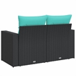 Bowery Hill Contemporary 2-Seater PE Rattan Modular Garden Sofa in Black