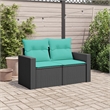 Bowery Hill Contemporary 2-Seater PE Rattan Modular Garden Sofa in Black