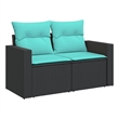 Bowery Hill Contemporary 2-Seater PE Rattan Modular Garden Sofa in Black