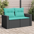 Bowery Hill Contemporary 2-Seater PE Rattan Modular Garden Sofa in Black