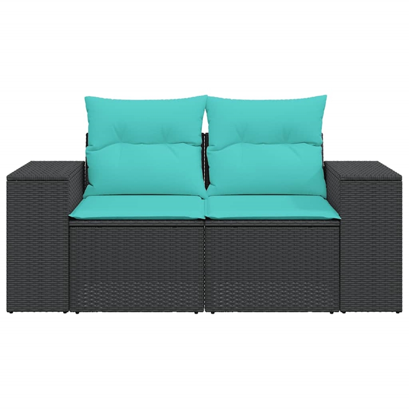 Bowery Hill Contemporary Synthetic Poly Rattan Garden Sofa in Black
