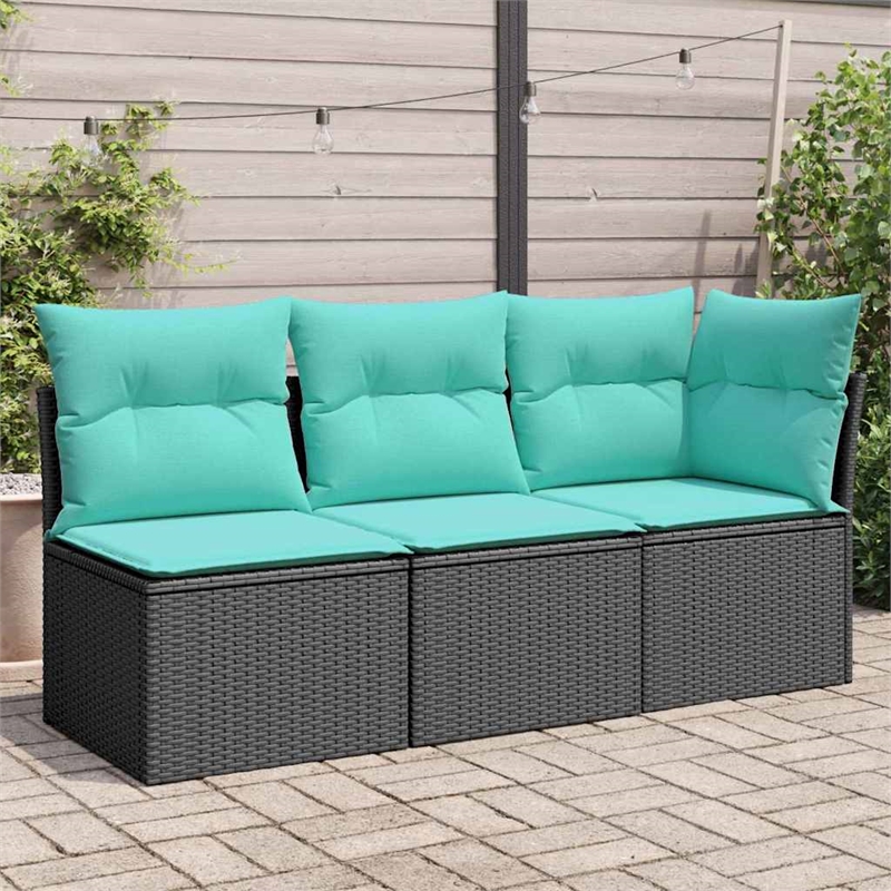 Bowery Hill Contemporary Weather-Resistant Poly Rattan Garden Sofa in Black