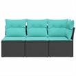 Bowery Hill Contemporary Weather-Resistant Poly Rattan Garden Sofa in Black