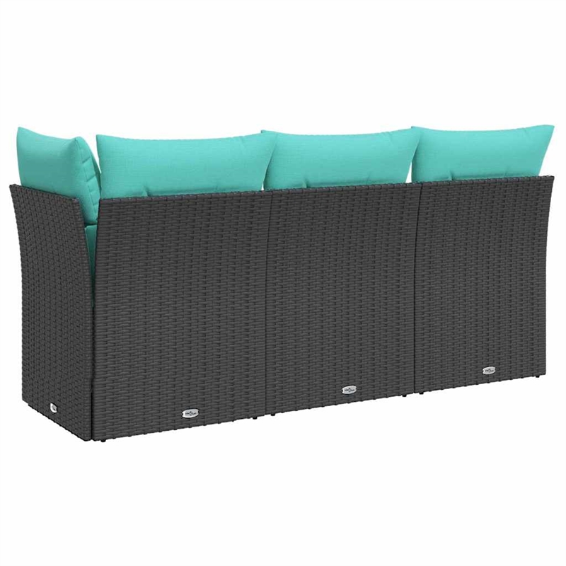 Bowery Hill Contemporary Weather-Resistant Poly Rattan Garden Sofa in Black