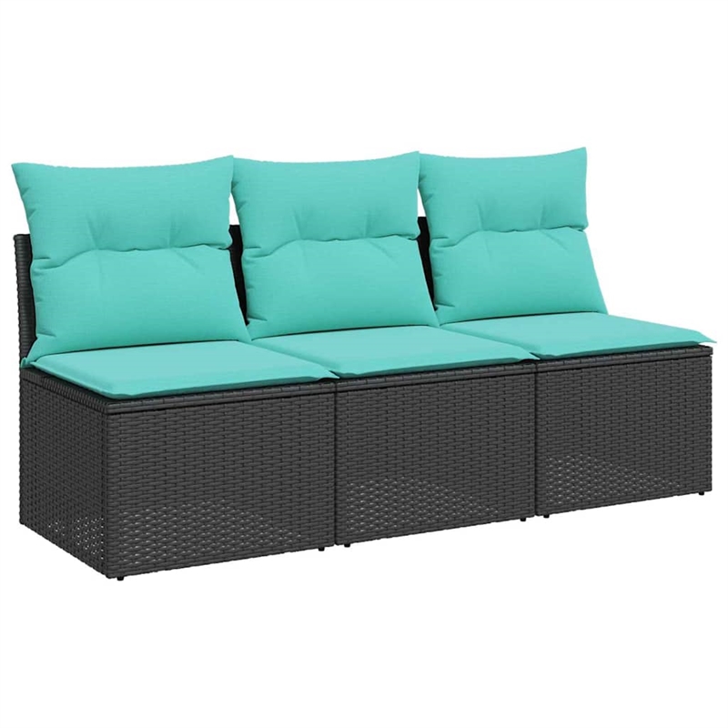 Bowery Hill Contemporary Weather-Resistant Poly Rattan Garden Sofa in Black