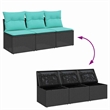 Bowery Hill Contemporary Weather-Resistant Poly Rattan Garden Sofa in Black