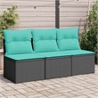 Bowery Hill Contemporary Weather-Resistant Poly Rattan Garden Sofa in Black