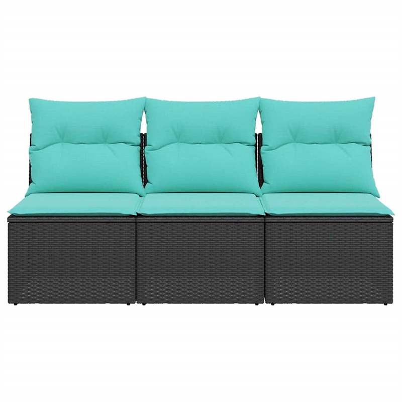 Bowery Hill Contemporary Weather-Resistant Poly Rattan Garden Sofa in Black