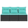 Bowery Hill Contemporary Weather-Resistant Poly Rattan Garden Sofa in Black