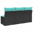 Bowery Hill Contemporary Weather-Resistant Poly Rattan Garden Sofa in Black