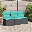 Bowery Hill Contemporary Weather-Resistant Poly Rattan Garden Sofa in Black