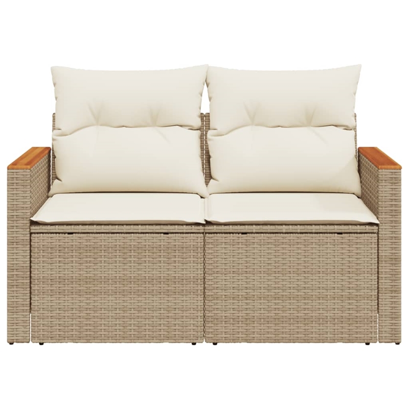 Bowery Hill Contemporary Synthetic Poly Rattan Garden Sofa in Beige