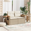 Bowery Hill Contemporary Synthetic Poly Rattan Garden Sofa in Beige
