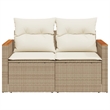 Bowery Hill Contemporary Synthetic Poly Rattan Garden Sofa in Beige
