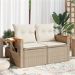 Bowery Hill Contemporary Synthetic Poly Rattan Garden Sofa in Beige