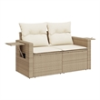 Bowery Hill PE Rattan & Powder-Coated Steel Medium Foldable Garden Sofa in Beige