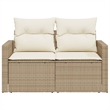Bowery Hill PE Rattan & Powder-Coated Steel Medium Foldable Garden Sofa in Beige