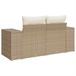 Bowery Hill 2-Seater Poly Rattan Garden Sofa With Adjustable Legs in Beige