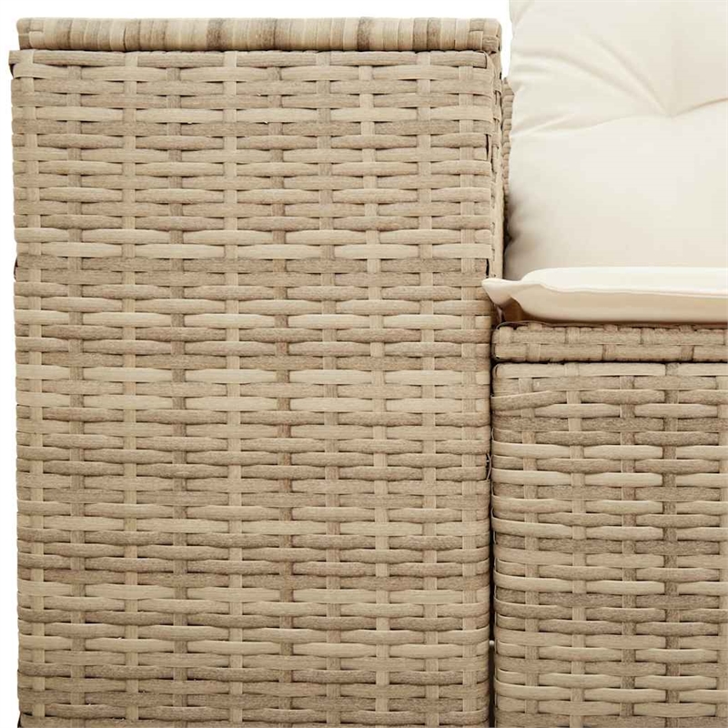 Bowery Hill 2-Seater Poly Rattan Garden Sofa With Adjustable Legs in Beige
