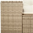 Bowery Hill 2-Seater Poly Rattan Garden Sofa With Adjustable Legs in Beige