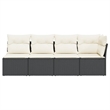 Bowery Hill Contemporary Synthetic Poly Rattan Garden Sofa in Black And Cream